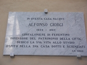 Targa commemorativa Alfonso Giorgi